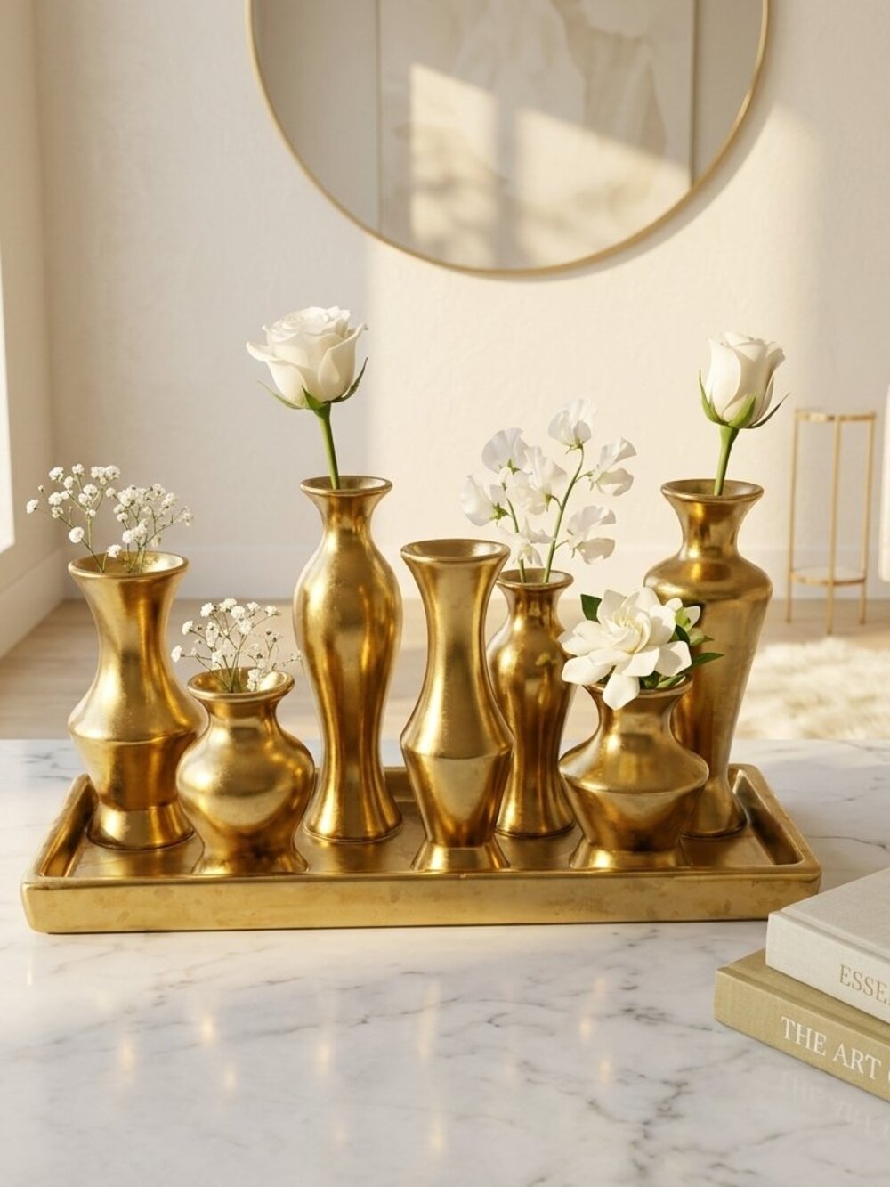 Gold Ceramic Vases Tray Propagation Crystals Witchy Glam Whimsigoth